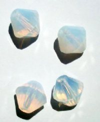 4 15x14mm Faceted White Opal Bicones